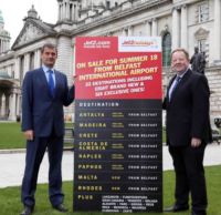 Steve Heapy, CEO of Jet2.com and Jet2holidays (left), and Graham Keddie, and his equivalent at Belfast International Airport