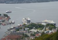 Fine view from the top with Marco Polo in the centre between the two larger cruise liners