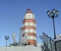 Close by the lighthouse is a memorial to the sailors lost on the Kursk submarine