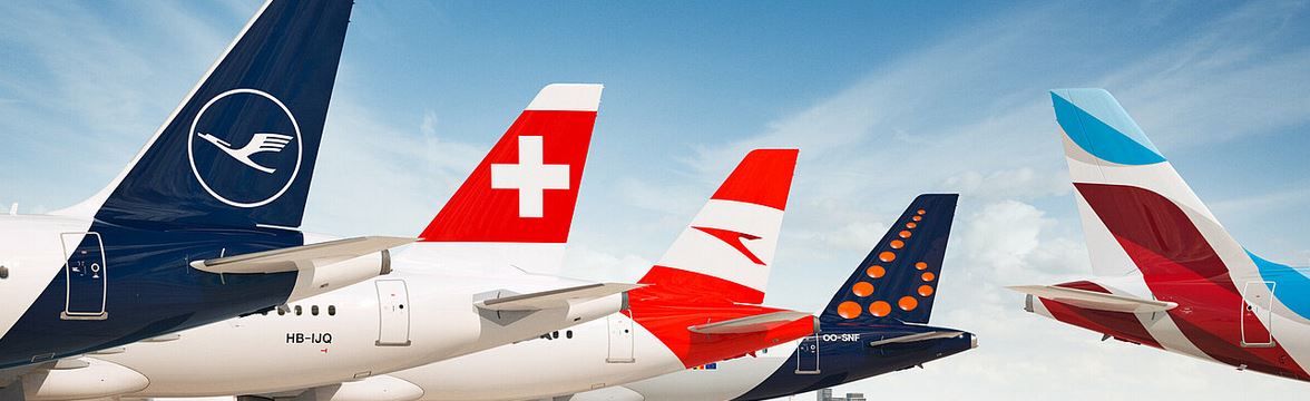 The Lufthansa Group Network airlines + Eurowings; Lufthansa, Swiss, Austrian & Brussels Airlines.