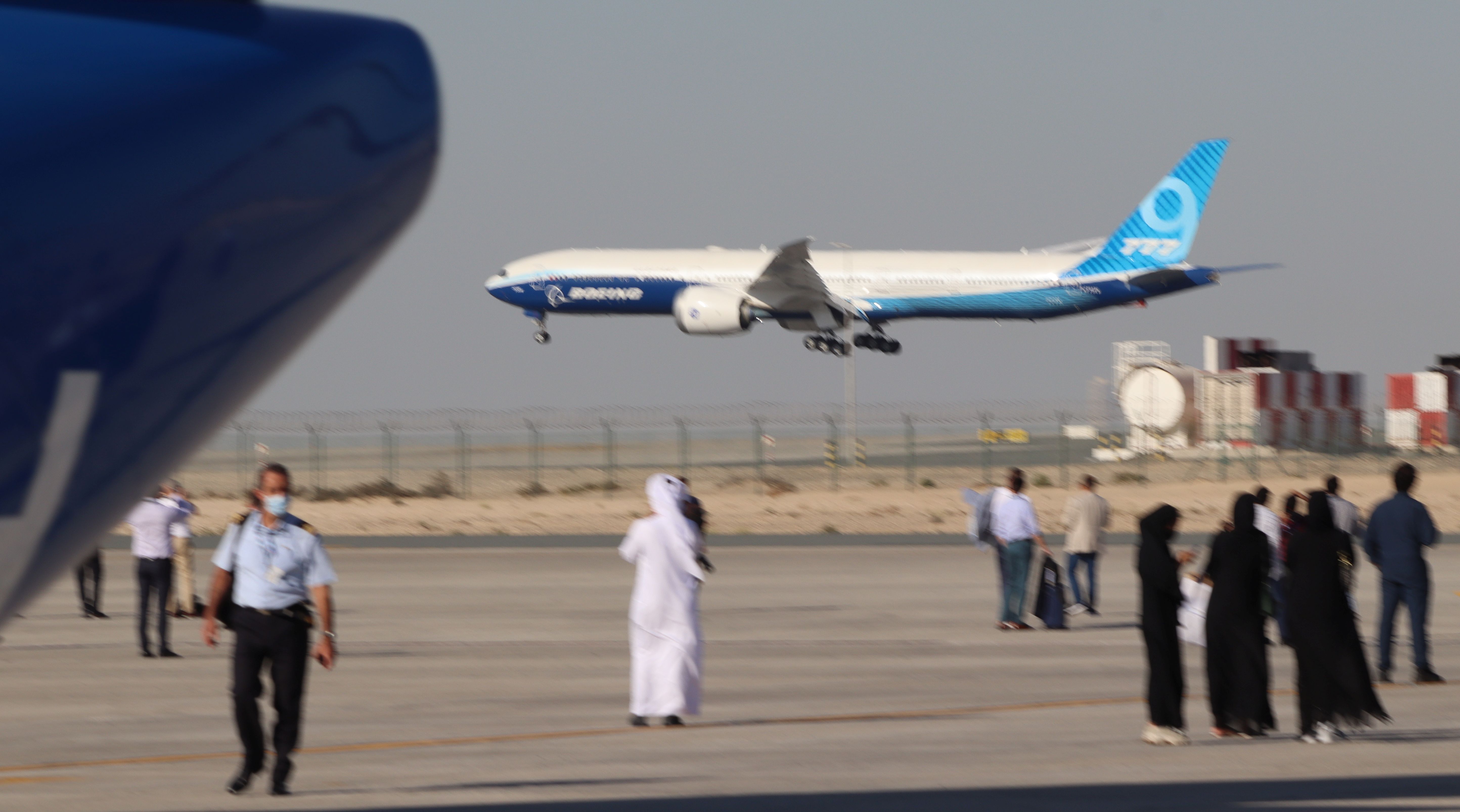 Fifteen hours non-stop. The Boeing 777X arrives from Seattle.